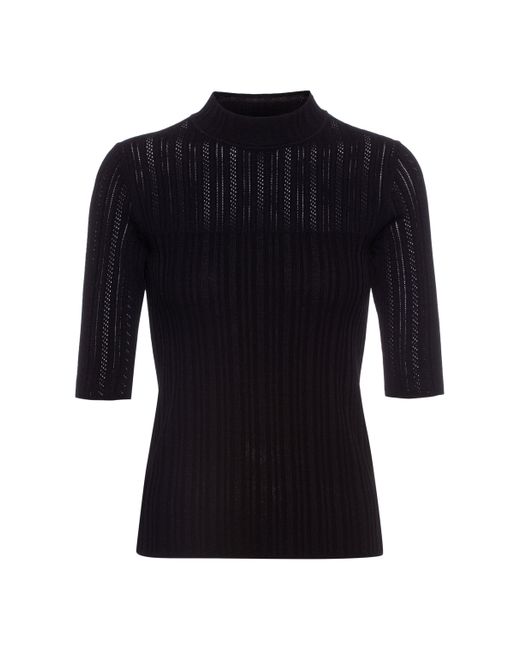 BOSS by HUGO BOSS Mock Neck Sweater With Mixed Structures in Black - Lyst