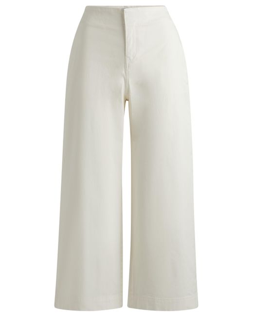 Pantalon Relaxed Fit en twill de coton stretch Boss en coloris White