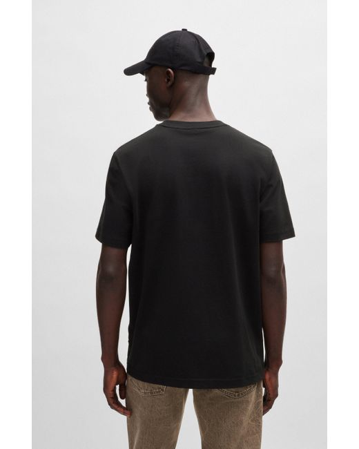 T-shirt Regular Fit en jersey de coton avec motif artistique saisonnier Boss pour homme en coloris Black
