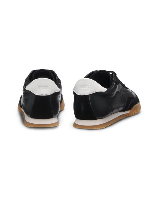 Boss Sneakers Van Leer En Suède in het Black