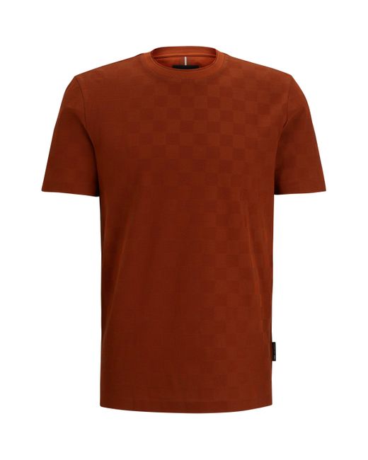 Boss Red Porsche X Mercerised-cotton T-shirt With Check Jacquard for men