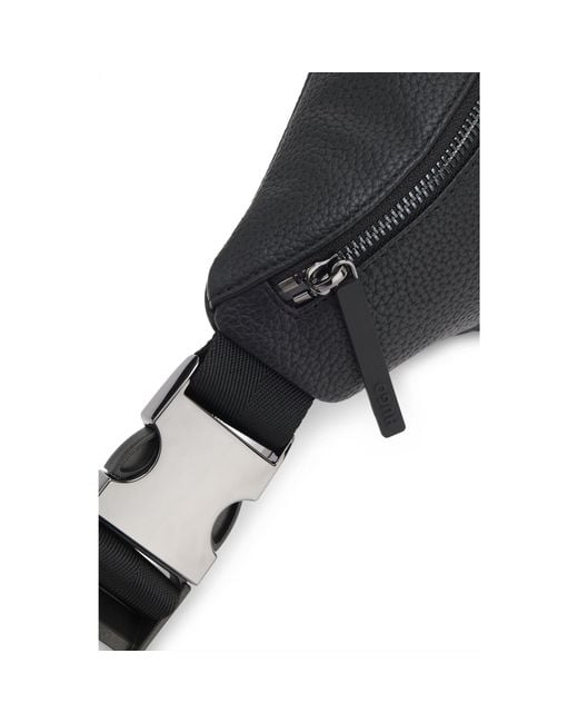 HUGO Black Grained Belt Bag With Logo Patch for men