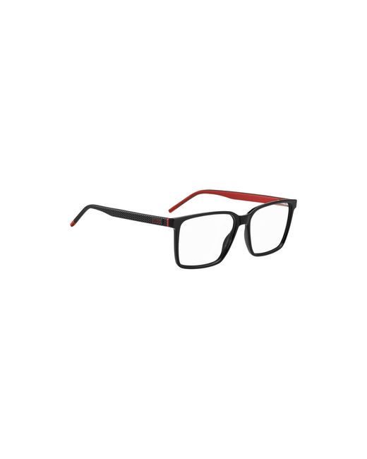 HUGO Black Matte- Optical Frames With Patterned Temples for men