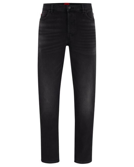 HUGO Tapered-fit Jeans Van Zwart-zwart Stretchdenim in het Black voor heren