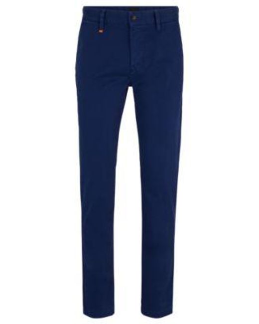 Chino Tapered Fit En Satin De Coton Stretch Surteint Boss pour homme en coloris Blue