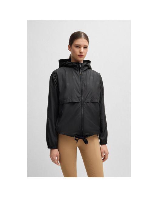 Boss Black Equestrian Waterproof Rain Jacket With Double B Monogram Motif