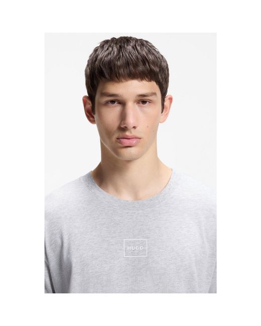 HUGO Blue Relaxed-Fit Top With High-Density Logo Print for men
