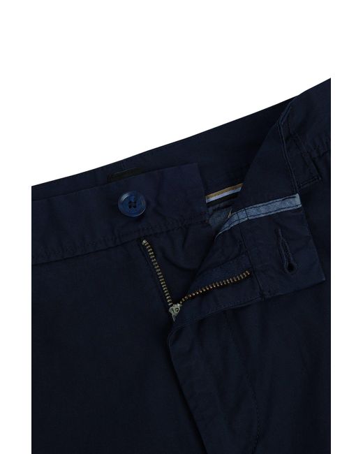 Boss Blue Relaxed-fit Trousers In Stretch-cotton Poplin for men