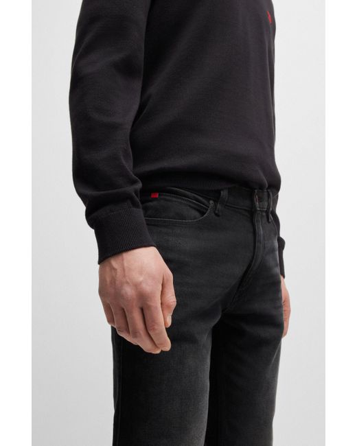 HUGO Extra Slim-Fit Jeans aus schwarzem Stretch-Denim in Black für Herren