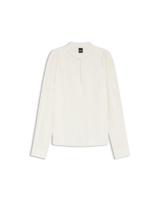 Boss White Relaxed-Fit Blouse
