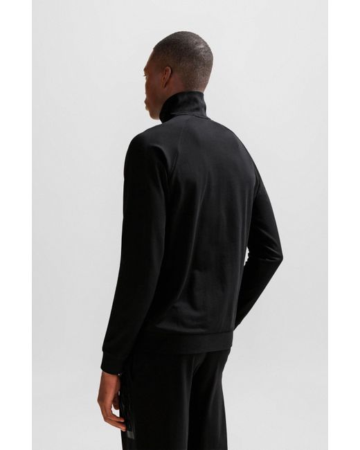 Boss Sweatjacke Authentic Jacket Z mit hohem Stehkragen in Black für Herren