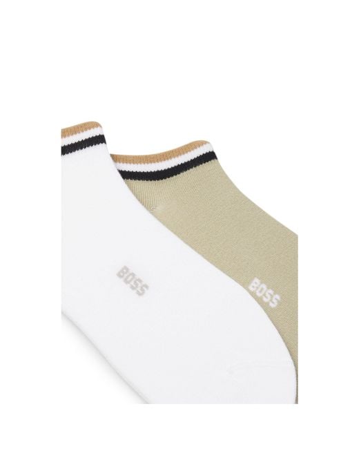 Boss Metallic Two-Pack Of Ankle Socks With Signature-Stripe Cuffs for men