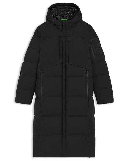 Boss Lange, Wasserabweisende Daunenjacke Aus Stretch-Gewebe in Black für Herren
