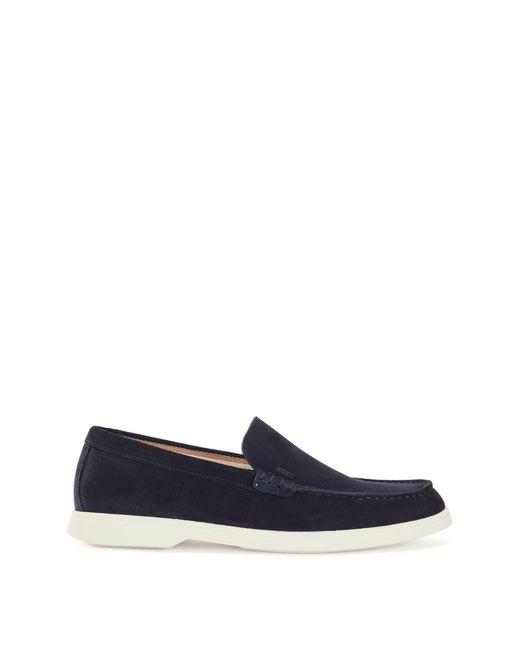 BOSS by HUGO BOSS Suede Moccasins With Emed Logo in Dark Blue (Blue ...