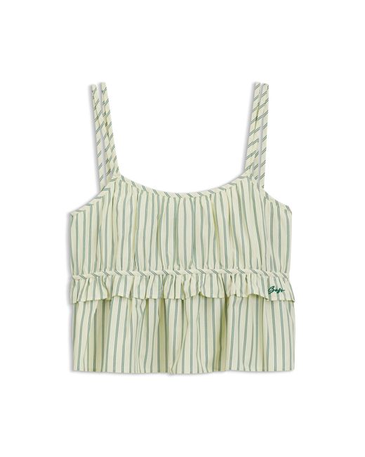 Boss Blue Cotton-Poplin Top With Vertical Stripe