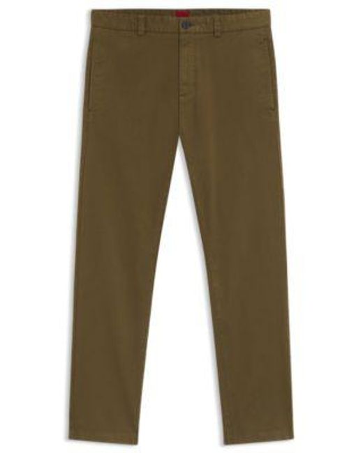 Pantalon Slim Fit En Gabardine De Coton Stretch HUGO pour homme en coloris Green