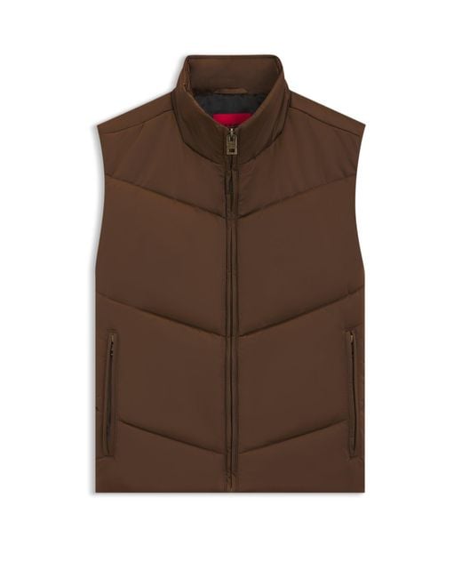 Doudoune Déperlante Sans Manches En Satin Matelassé HUGO pour homme en coloris Brown