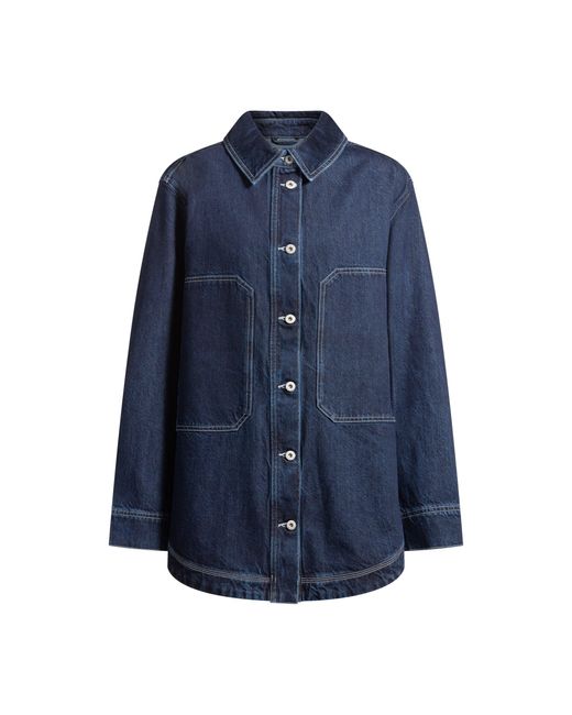 HUGO Blue Oversized-Fit Denim Jacket With Contrast Stitching