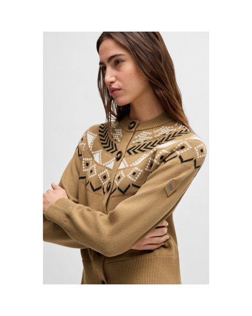 Boss Green Equestrian Cardigan With Knitted Pattern