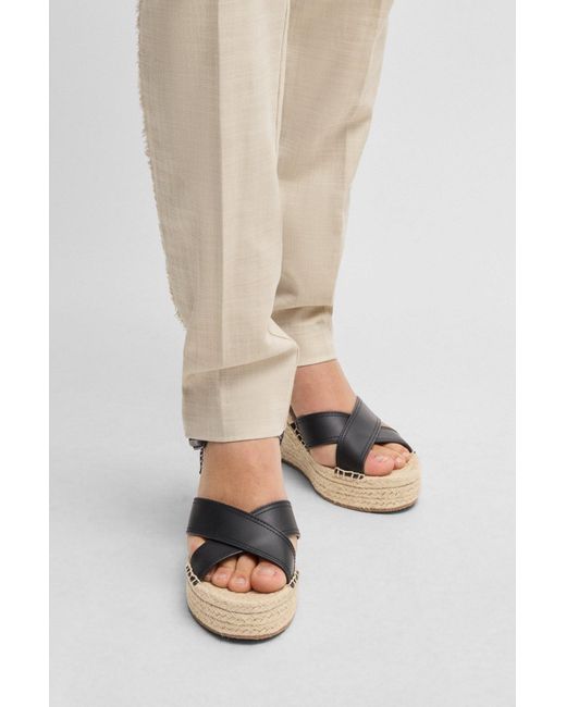 Boss Black Espadrilles Mit Keilabsatz Und Lederriemen