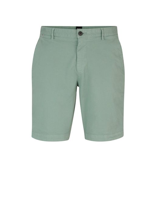 Boss Green Slim-fit Shorts In Stretch-cotton Twill for men