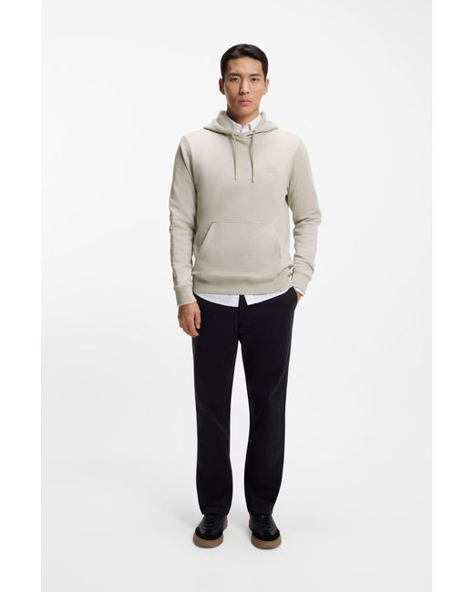 Boss Hoodie Van Katoenen Badstof Met Logopatch in het White voor heren