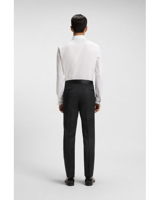 Boss Slim-Fit Smoking-Hose Aus Schurwoll-Serge in Black für Herren