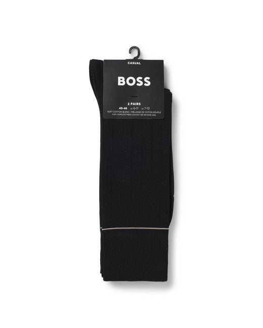 Boss Black Two-Pack Of Ribbed Socks With Signature-Stripe Details for men