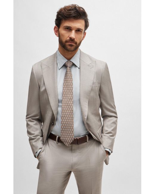 Boss Gray Slim-fit Shirt In Striped Cotton for men