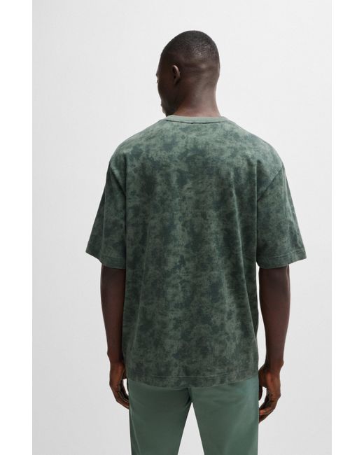 Boss Green Cotton-jersey T-shirt With All-over Seasonal Print for men
