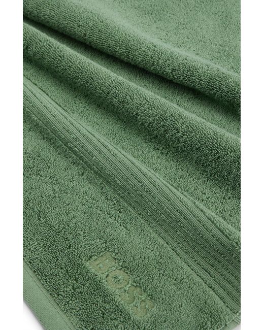 Boss Green Logo Bath Towel In Aegean Cotton