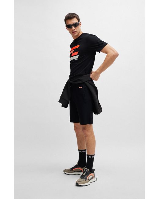 Boss Black Regular-fit Shorts In Stretch Fabric With Logo Detail for men