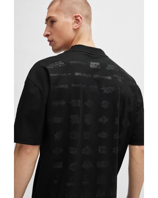 Boss Black X Nfl Interlock-cotton T-shirt With Printed Artwork for men