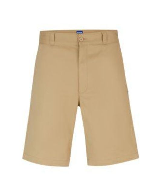 Short Regular Fit À La Coupe Regular Rise En Twill De Coton HUGO pour homme en coloris Natural