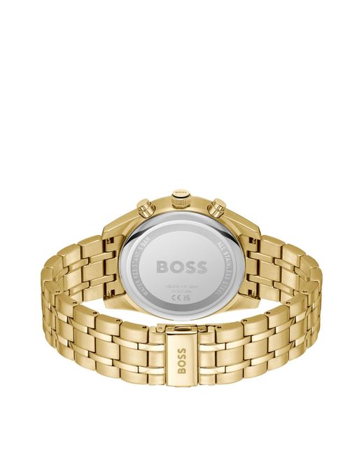 Boss Metallic Link-bracelet Chronograph Watch With Black Dial for men