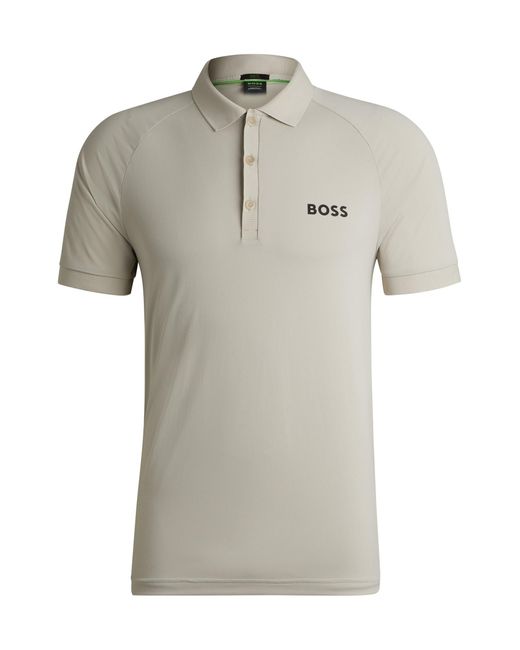 Boss Gray X Matteo Berrettini Waffle-fabric Polo Shirt for men