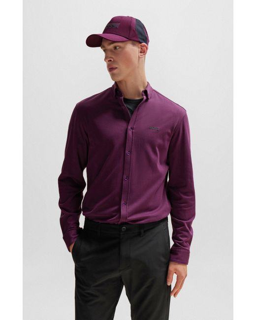 Boss Pet Van Katoenen Twill Met Contrasterend Trendy Logo in het Purple voor heren