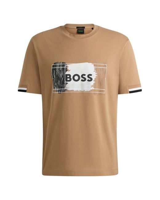 Boss Natural Cotton-jersey T-shirt With Signature Artwork for men