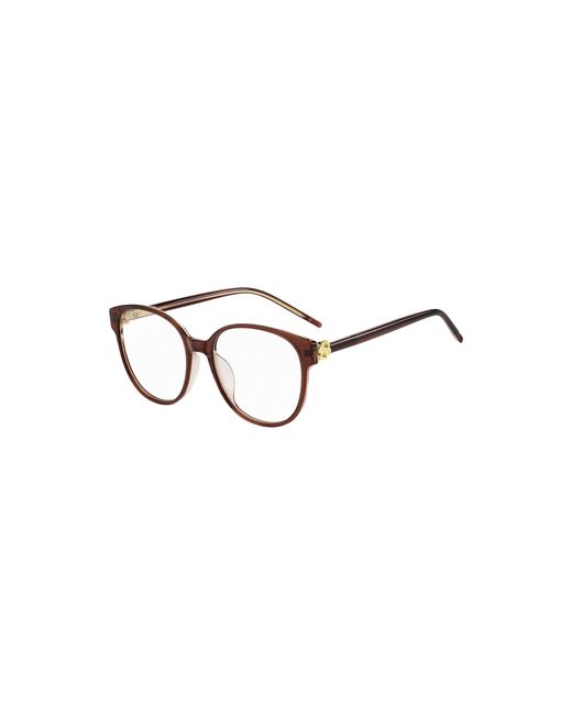 Boss Metallic Transparent-Burgundy Optical Frames With Double B Monogram