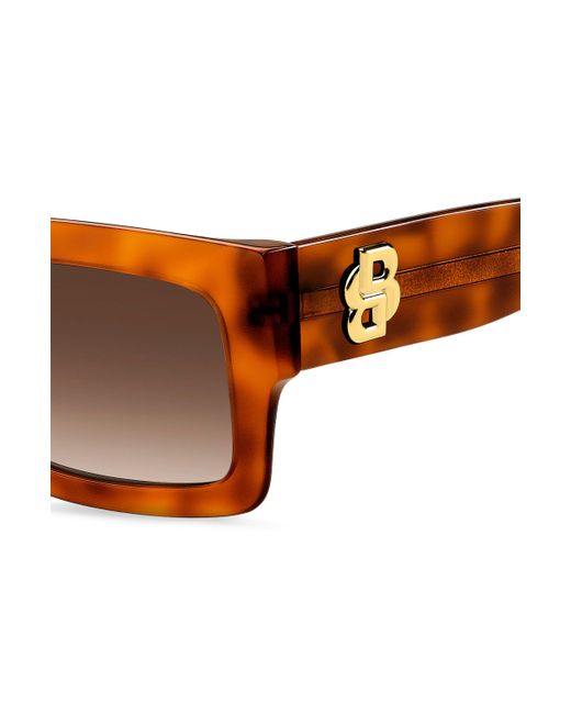 Boss Brown Sonnenbrille aus Acetat mit Havanna-Muster und Double-B-Monogramm