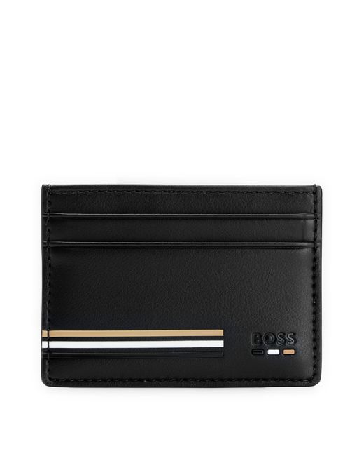 BOSS - Structured money-clip card holder with logo lettering
