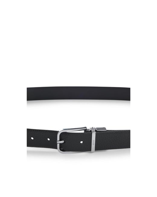 Boss Black Italian-Leather Belt With Logo Keeper for men