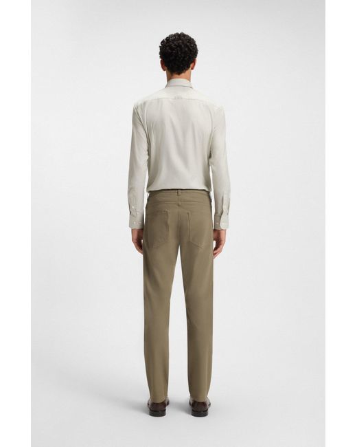 Boss Delaware Slim-Fit Hose Aus Baumwoll-Mix Mit Twill-Struktur in Natural für Herren