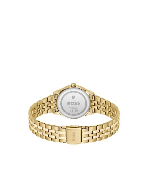 Boss Metallic Graceful-Tone Watch With Sunburst-Patterned Dial