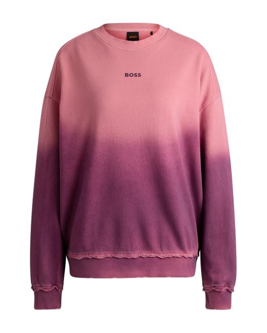 Boss Pink Degrad Sweatshirt In French Terry Cotton