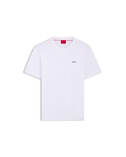 HUGO White Cotton-Jersey T-Shirt With Logo Print for men