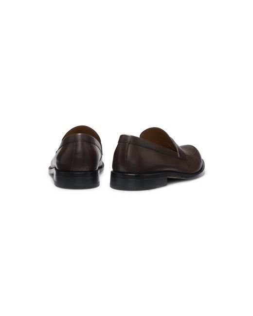 Boss Brown Leather Loafers With Penny Trim for men
