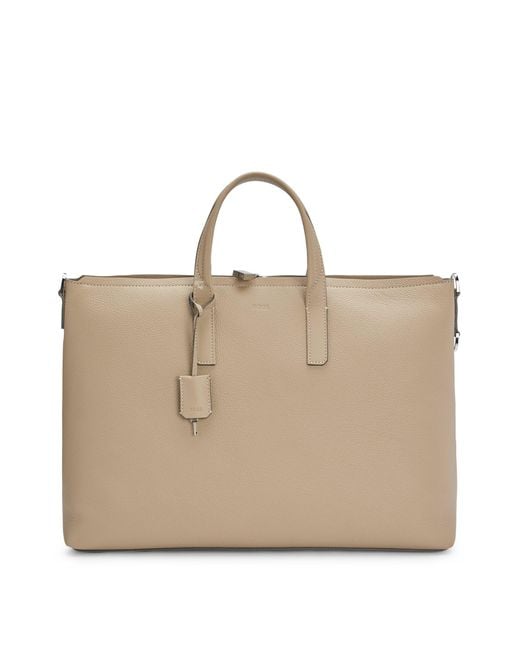 Boss Natural Leather Holdall With Detachable Keyholder And Two-way Zip for men