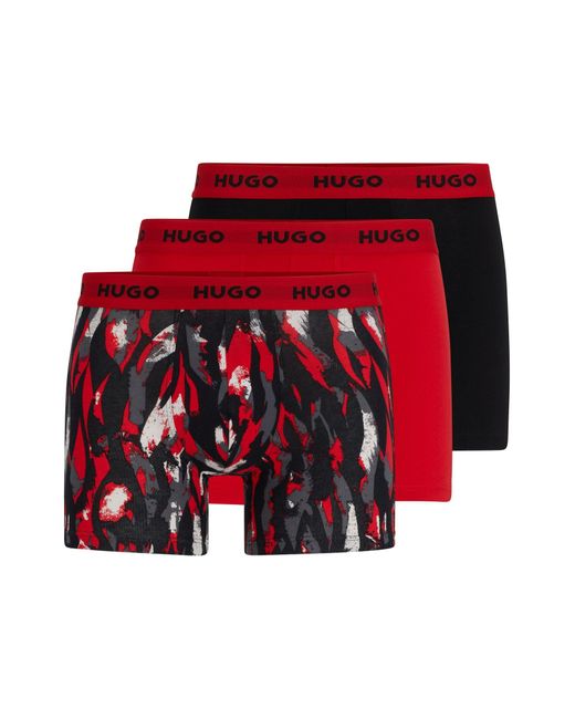 BOSS by HUGO BOSS Three-pack Of Stretch-cotton Boxer Briefs With Logo  Waistbands in Red for Men