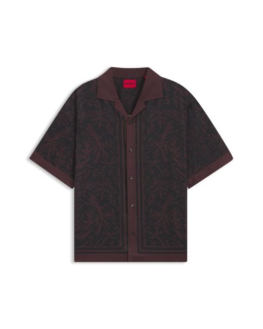 HUGO Oversized-Fit Overhemd Met Digitale Print in het Black voor heren